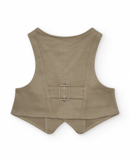 Chaleco beige para niño con botones y bolsillos decorativos Chaleco beige para niño con botones y bolsillos decorativos