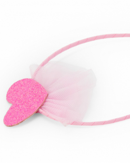 Diadema rosa rígida para niña con corazón decorativ Diadema rosa rígida para niña con corazón decorativ