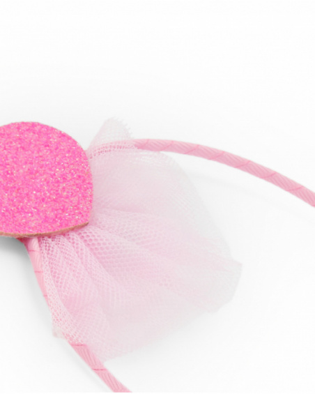 Diadema rosa rígida para niña con corazón decorativ Diadema rosa rígida para niña con corazón decorativ