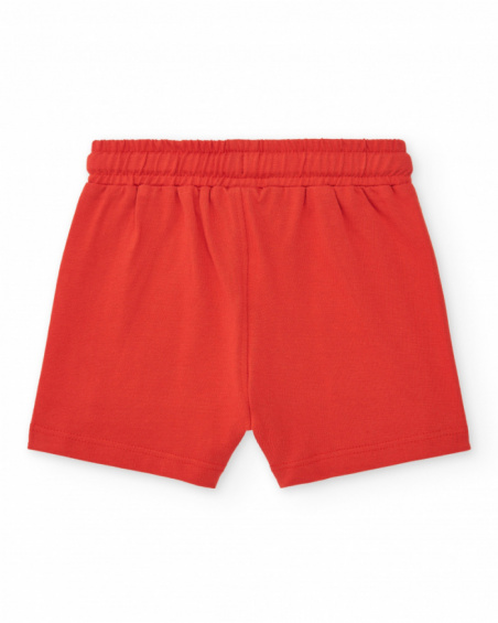 Bermuda roja para niño con bolsillos y cordón blanco Bermuda roja para niño con bolsillos y cordón blanco