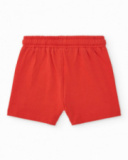 Bermuda roja para niño con bolsillos y cordón blanco Bermuda roja para niño con bolsillos y cordón blanco