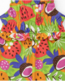 Mono corto para niña con tirantes cruzados y estampado de frutas Mono corto para niña con tirantes cruzados y estampado de frutas