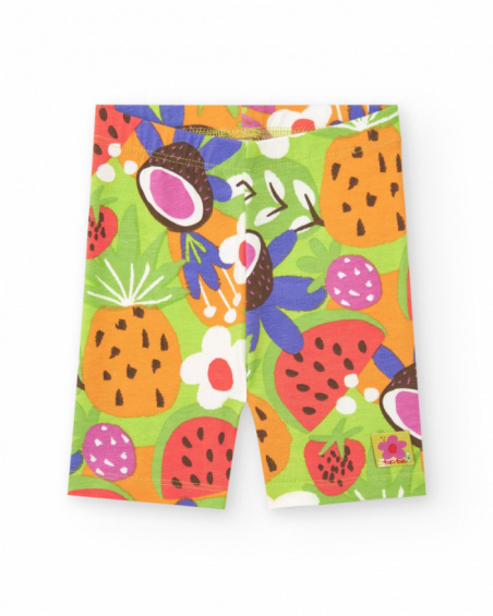 Legging corto lila para niña con estampado tropical