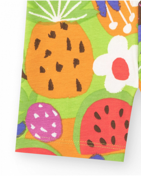 Legging corto lila para niña con estampado tropical