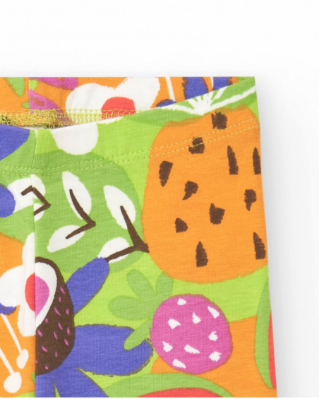 Legging corto lila para niña con estampado tropical