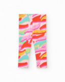 Leggings multicolor para niña con estampado abstracto y cintura Leggings multicolor para niña con estampado abstracto y cintura