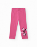 Leggings de punto para niña en color rosa con estampado tropical Leggings de punto para niña en color rosa con estampado tropical