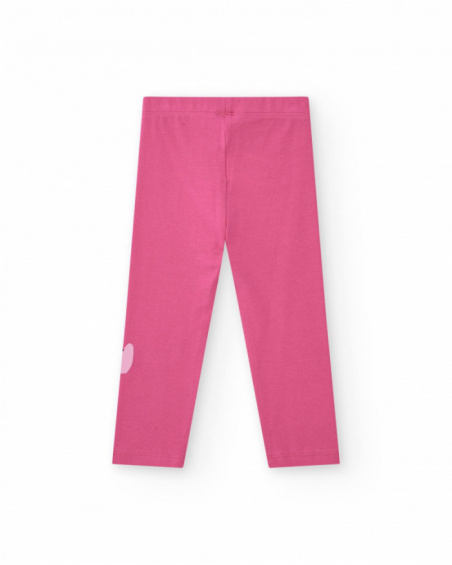 Leggings de punto para niña en color rosa con estampado tropical Leggings de punto para niña en color rosa con estampado tropical