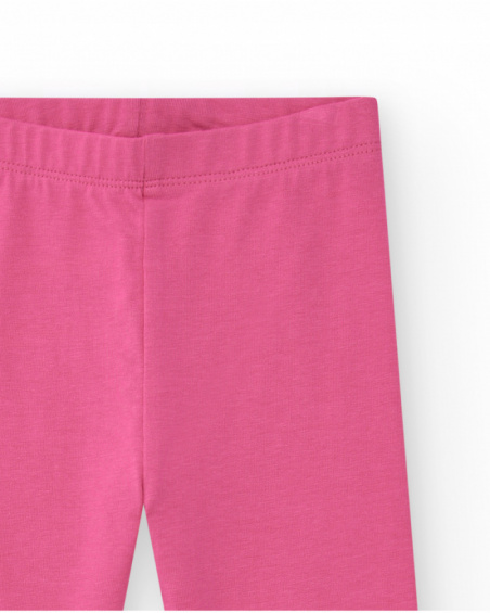 Leggings de punto para niña en color rosa con estampado tropical Leggings de punto para niña en color rosa con estampado tropical