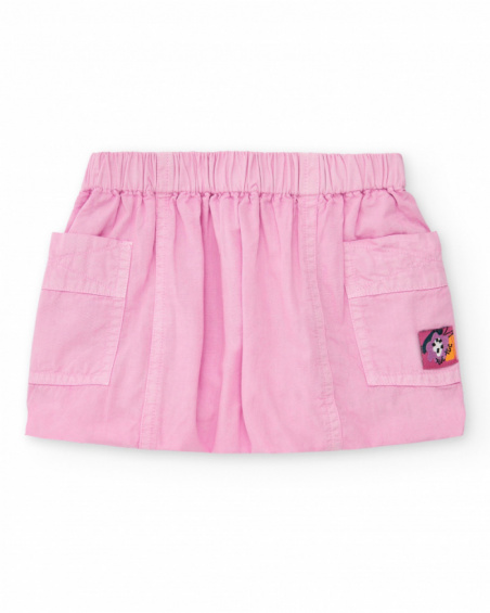 Falda para niña en rosa con bolsillos y cintura elástica Falda para niña en rosa con bolsillos y cintura elástica