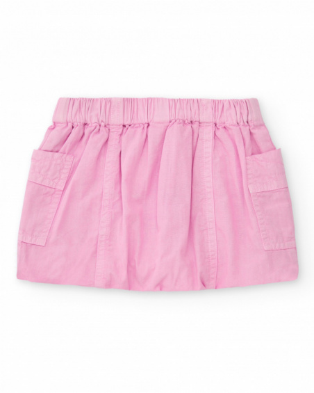 Falda para niña en rosa con bolsillos y cintura elástica Falda para niña en rosa con bolsillos y cintura elástica