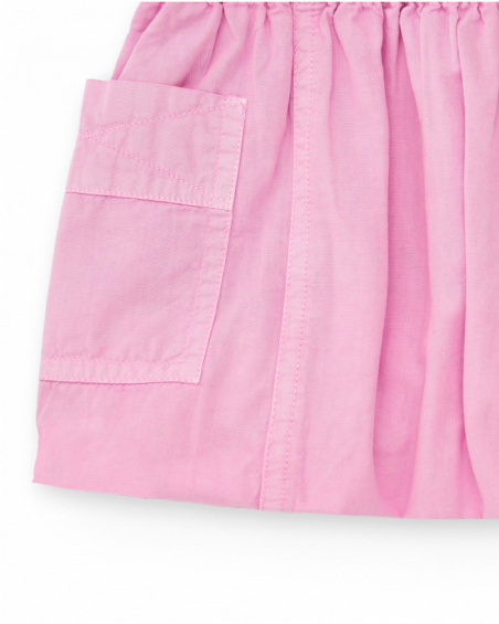 Falda para niña en rosa con bolsillos y cintura elástica Falda para niña en rosa con bolsillos y cintura elástica