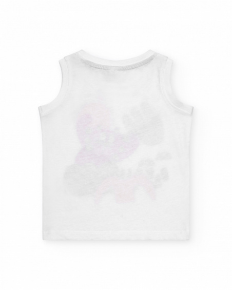 Camiseta sin mangas para niño en blanco con estampado colorido