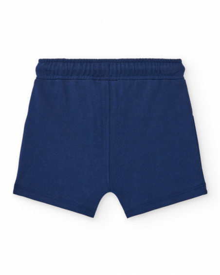 Pantalón corto para niño en azul con frase "HEY GREAT"