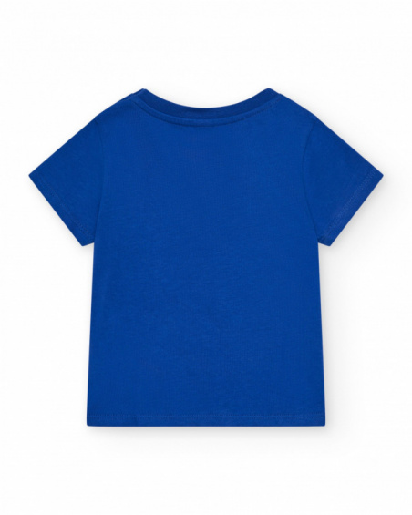 Camiseta para niño en azul con animales y cierre en el hombro Camiseta para niño en azul con animales y cierre en el hombro
