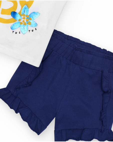 Conjunto para niña con camiseta floral y short azul Conjunto para niña con camiseta floral y short azul