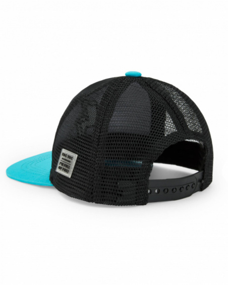 Gorra para niño en negro con detalles en azul y amarillo y rayo Gorra para niño en negro con detalles en azul y amarillo y rayo