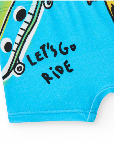 Bóxer para niño en azul con patinete y frase "Let's Go Ride" Bóxer para niño en azul con patinete y frase "Let's Go Ride"