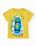 Camiseta para niño en amarillo con patinete y frase "SKATE ALL Camiseta para niño en amarillo con patinete y frase "SKATE ALL