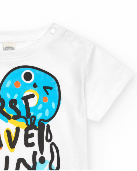 Camiseta para niño en blanco con pizzas y frases