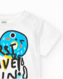Camiseta para niño en blanco con pizzas y frases Camiseta para niño en blanco con pizzas y frases