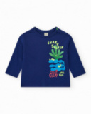 Camiseta para niño en azul con tiburones y frase Camiseta para niño en azul con tiburones y frase