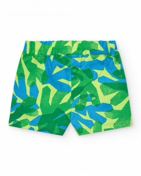 Bermuda para niño en verde y azul con estampado Bermuda para niño en verde y azul con estampado