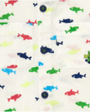 Camisa para niño en blanco con tiburones multicolor Camisa para niño en blanco con tiburones multicolor