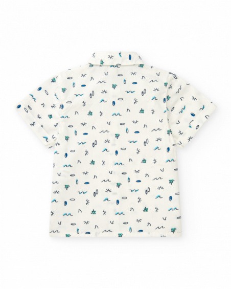 Camisa de plana para niño en blanco con estampado tropical en