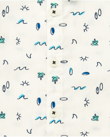 Camisa de plana para niño en blanco con estampado tropical en