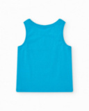 Camiseta sin mangas para niño en azul con estampado de cocodrilo Camiseta sin mangas para niño en azul con estampado de cocodrilo