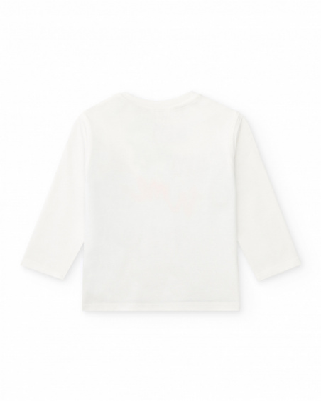 Camiseta de punto para niño en blanco con estampado veraniego