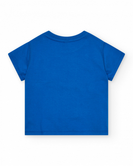 Camiseta para niño en azul con estampado de cangrejo y botones Camiseta para niño en azul con estampado de cangrejo y botones