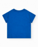 Camiseta para niño en azul con estampado de cangrejo y botones Camiseta para niño en azul con estampado de cangrejo y botones