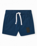 Bermuda para niño en azul con cintura ajustable y estampado Bermuda para niño en azul con cintura ajustable y estampado