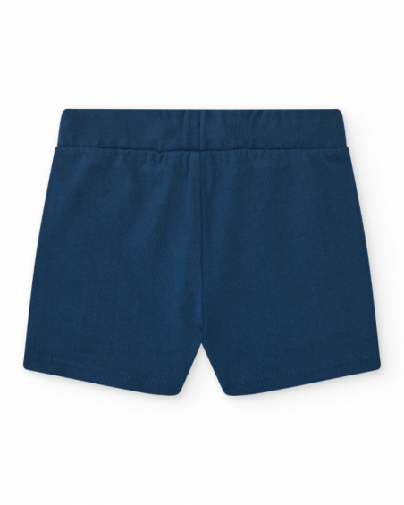 Bermuda para niño en azul con cintura ajustable y estampado Bermuda para niño en azul con cintura ajustable y estampado
