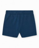 Bermuda para niño en azul con cintura ajustable y estampado Bermuda para niño en azul con cintura ajustable y estampado