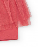 Legging para niña en rosa con capa de tul y cintura elástica Legging para niña en rosa con capa de tul y cintura elástica