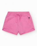 Pantalón corto para niña en rosa fucsia con cintura elástica y Pantalón corto para niña en rosa fucsia con cintura elástica y