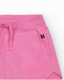 Pantalón corto para niña en rosa fucsia con cintura elástica y Pantalón corto para niña en rosa fucsia con cintura elástica y
