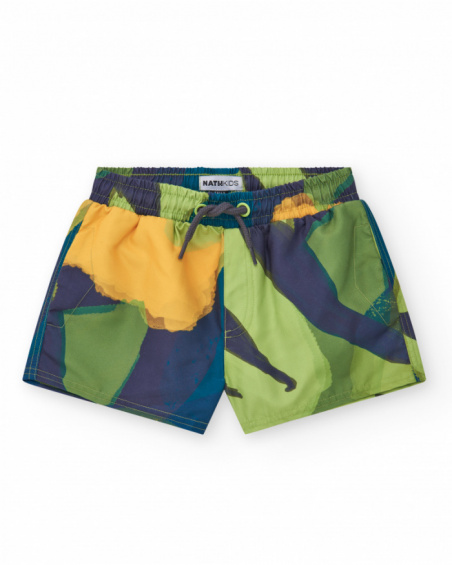 Bermudas para niño en verde con estampado tropical Bermudas para niño en verde con estampado tropical