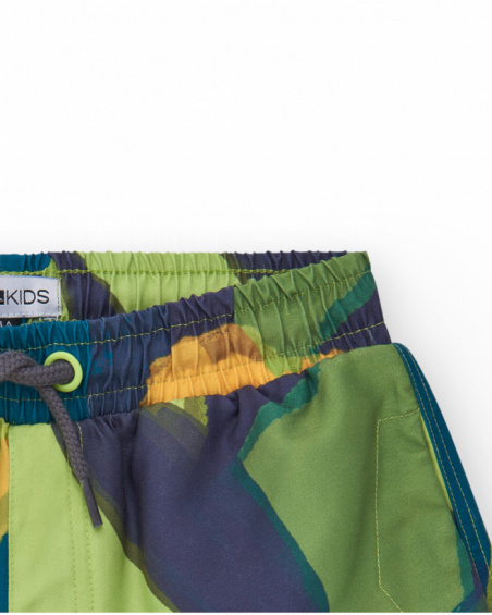Bermudas para niño en verde con estampado tropical Bermudas para niño en verde con estampado tropical