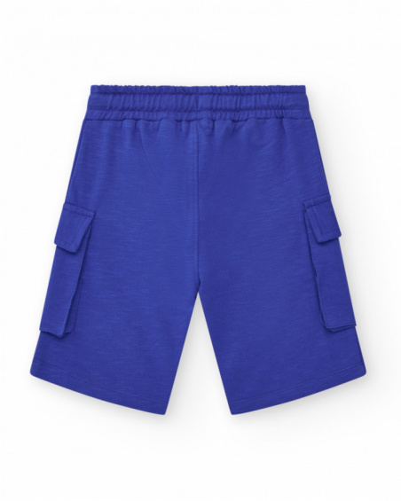 Bermudas para niño en azul con bolsillos y cintura elástica