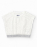 Camiseta para niña en blanco con lentejuelas y bajo elástico Camiseta para niña en blanco con lentejuelas y bajo elástico