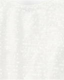 Camiseta para niña en blanco con lentejuelas y bajo elástico Camiseta para niña en blanco con lentejuelas y bajo elástico