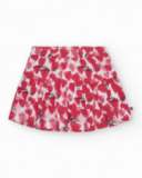 Falda para niña en rojo con corazones estampados y frases Falda para niña en rojo con corazones estampados y frases