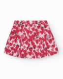 Falda para niña en rojo con corazones estampados y frases Falda para niña en rojo con corazones estampados y frases
