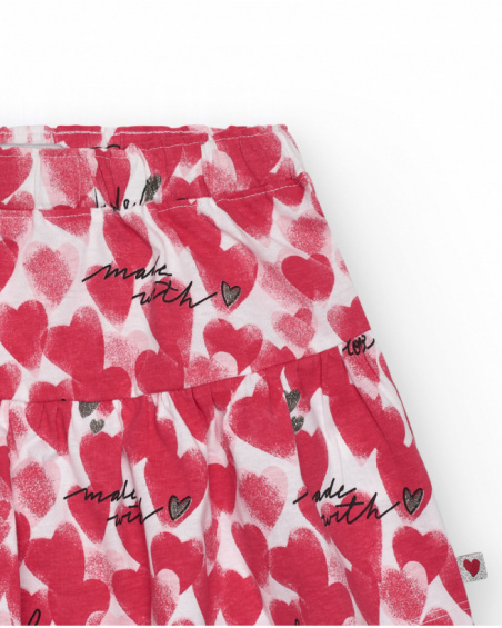 Falda para niña en rojo con corazones estampados y frases Falda para niña en rojo con corazones estampados y frases
