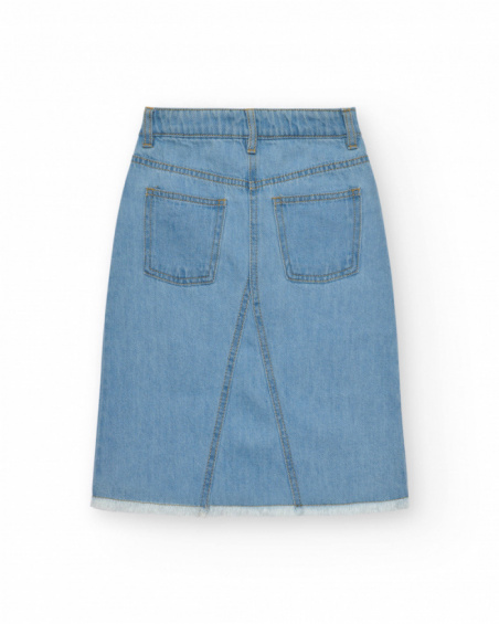 Falda par niña en azul con bolsillos y cremallera Falda par niña en azul con bolsillos y cremallera