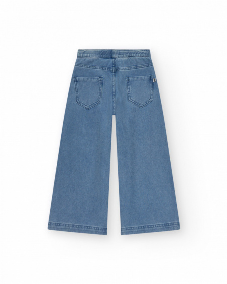 Pantalón para niña en denim con cremallera y bolsillos Pantalón para niña en denim con cremallera y bolsillos